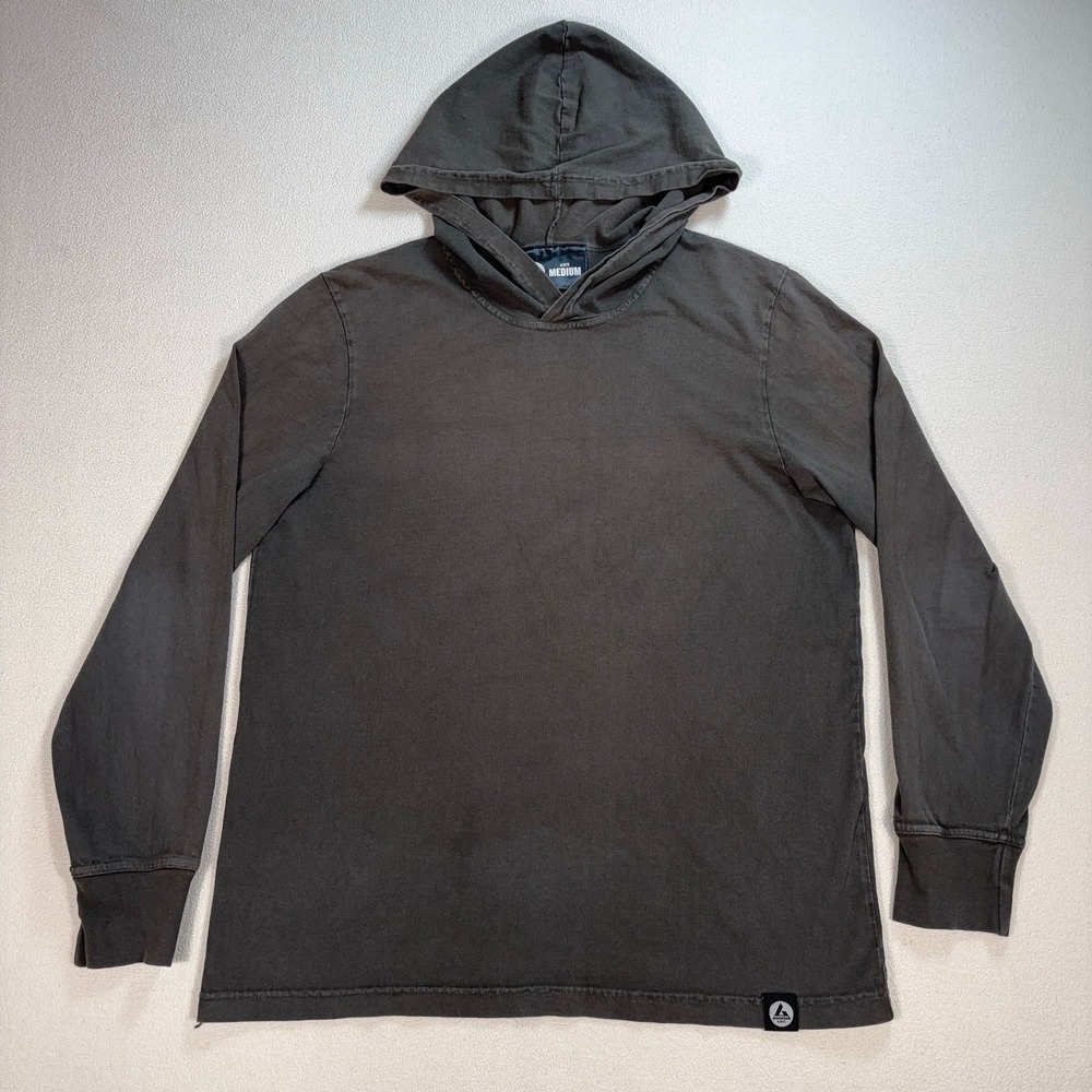 American Giant Lightweight Hoodie Men's M Green Gray Rugged Made in USA *HOLE